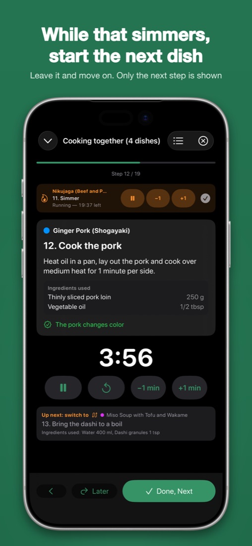 Cook Mode with a running timer
