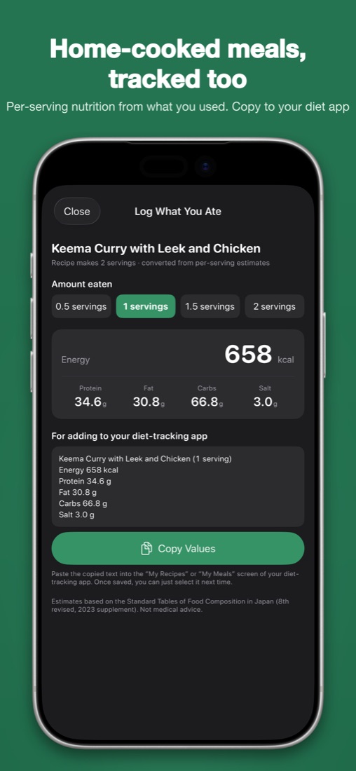 Per-serving nutrition estimate